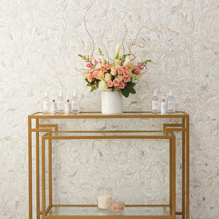 Calacatta Gold - 12x11 Lavaliere Petal Floral Scroll Vine Mosaic Mixed-Color Honed Natural Marble Tile