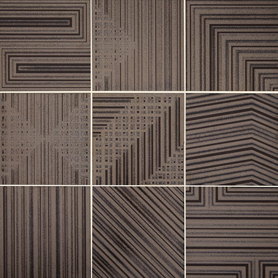8x8 Geometric Fusion Abstract Pattern Linear Patterned Metallic-Look Matte Textured Porcelain Tile