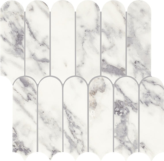12x13 Eclessia Marble Scallop Fan Shell Mosaic Natural-Look Polished Smooth Marble Tile