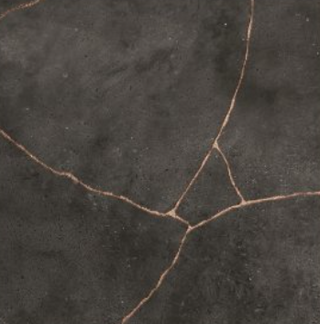 Charcoal Gold - 24x24 Kintsugi Cracked Patterned Solid-Color Matte Smooth Porcelain Tile