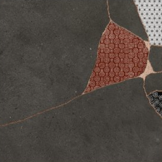 Charcoal Mix - 24x24 Kintsugi Patterned Mixed-Material Look Matte Smooth Porcelain Tile