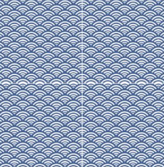 Navy Blue - 8x8 Kintsugi Wave Patterned Mixed-Color Glossy Smooth Porcelain Tile