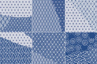 Navy Blue - 8x8 Kintsugi Patchwork Patterned Mixed-Color Glossy Smooth Porcelain Tile