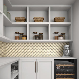 Cream Beige - 14x12 Raine Circle Linear-Circular Mosaic Mixed-Color Honed Smooth Marble Tile
