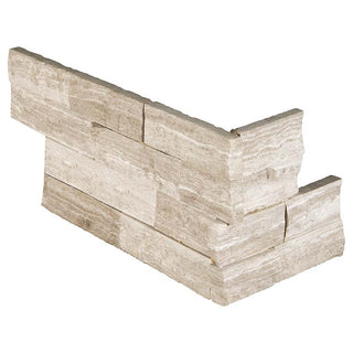 Soft Gray - 6x18 Oak Natural-Look Matte Split-Face Marble Stone Corner Tile