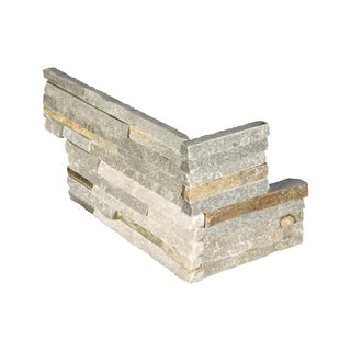 Warm Beige - 6x18 Golden Thin Stone-Look Matte Textured Quartzite Corner Tile