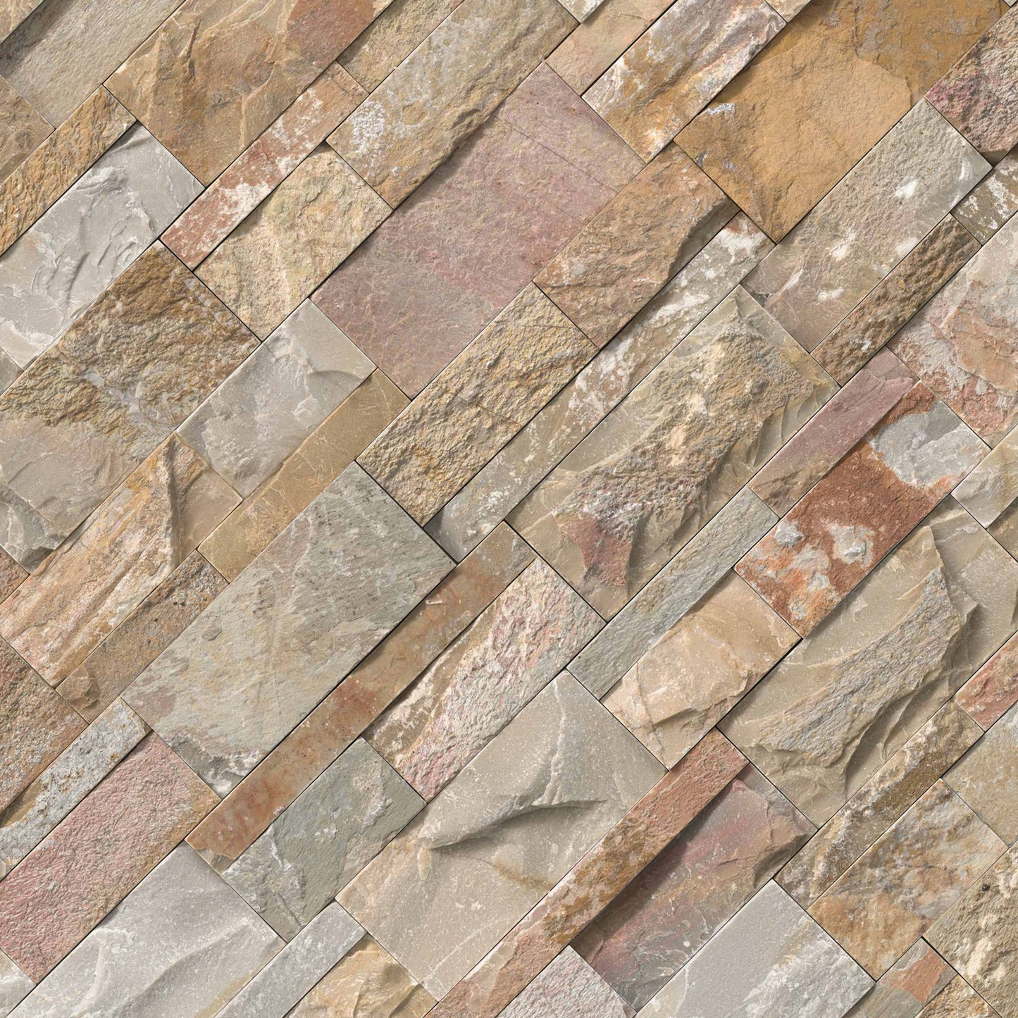 9x24 Golden Thick Natural-Look Matte Split-Face Quartzite Tile Warm Beige