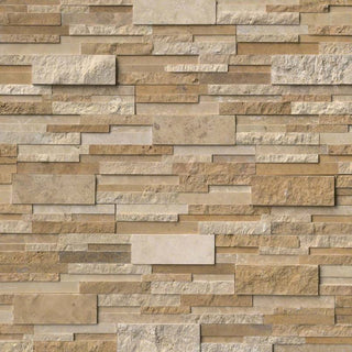Taupe Beige - 6x24 Rockmount Mosaic Natural-Look Matte Split-Face Travertine Tile