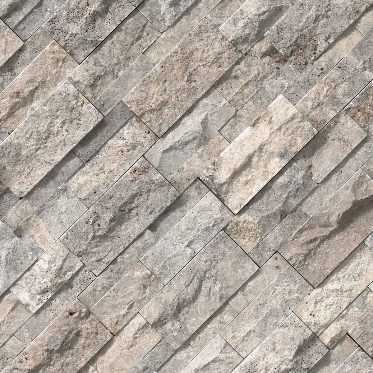 9x24 Silver Natural-Look Matte Textured Travertine Tile