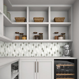 Cream Blend - 11x13 Decorative Accents Leaf Linear Mosaic Mixed-Material Look Polished Smooth Marble Tile