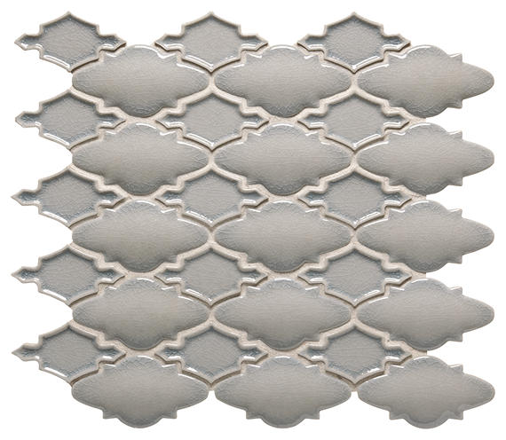 12x14 Serliana Arabesque Moroccan Mosaic Solid-Color Matte Smooth Porcelain Tile Soft Gray