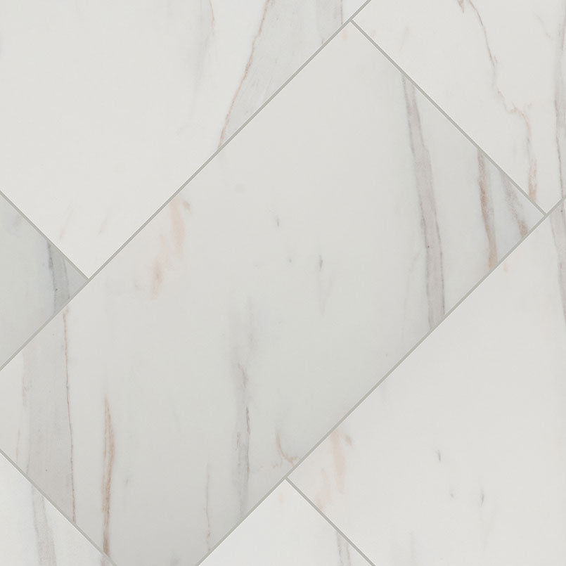 12x24 Pietra Calacatta Marble-Look Matte Smooth Porcelain Tile Soft White