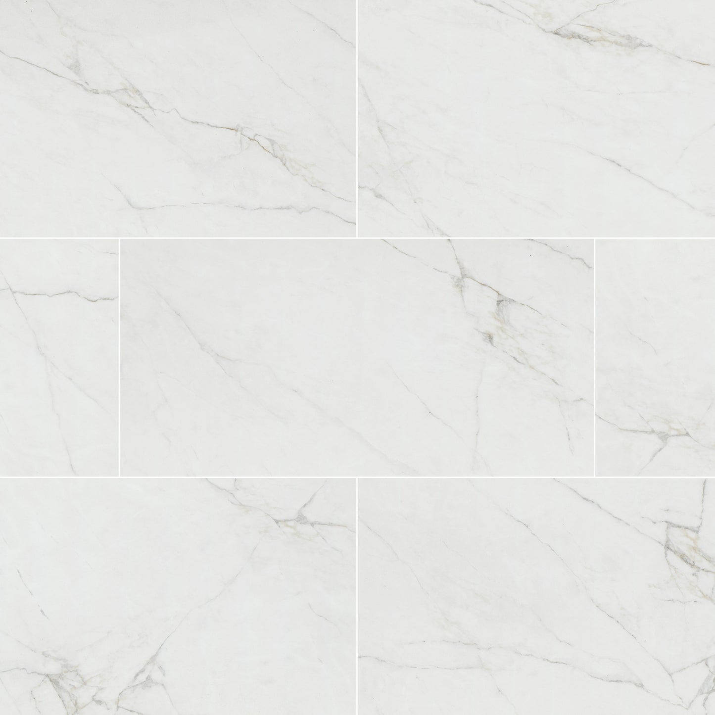 12x24 Dymo Light Veining Patterned Marble-Look Glossy 3D Geometric Faceted Ceramic Tile Pure White