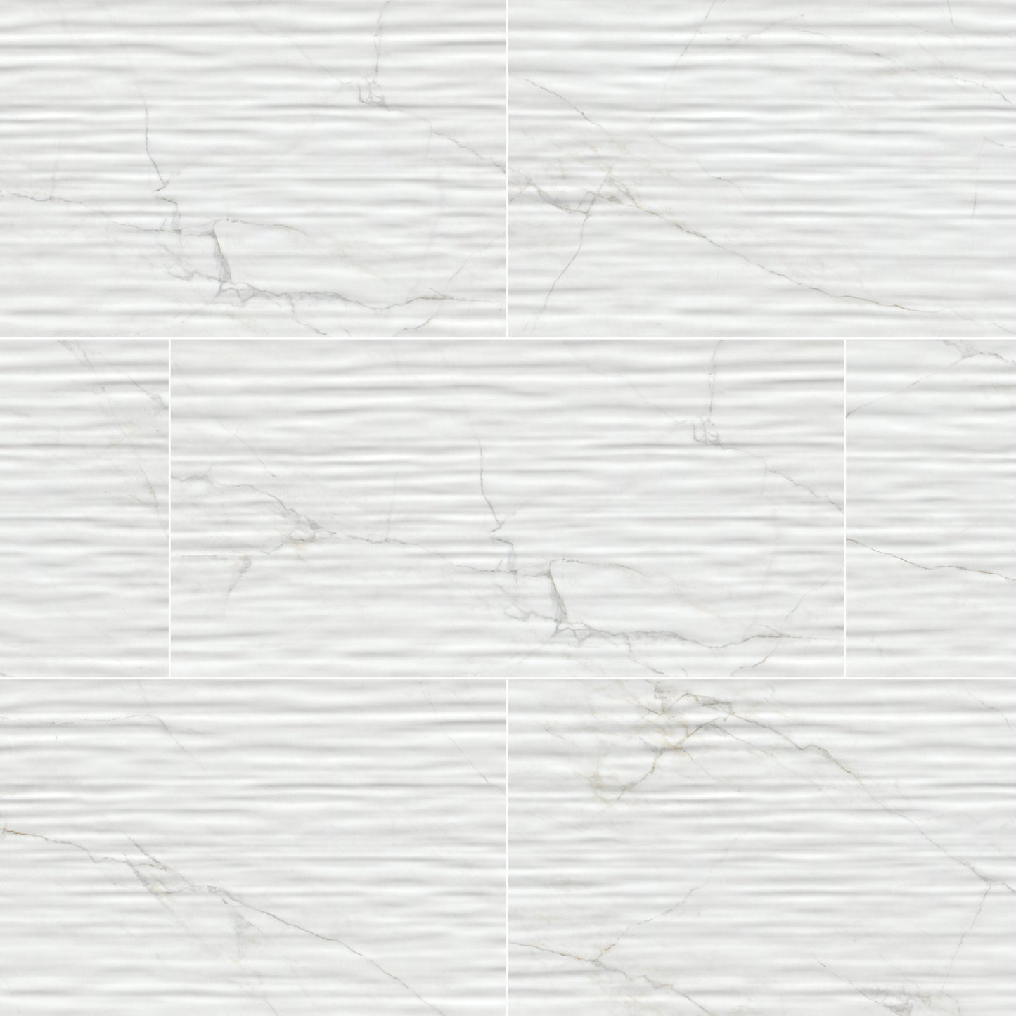 12x24 Dymo Medium Veining Patterned Marble-Look Glossy Rippled Ceramic Tile