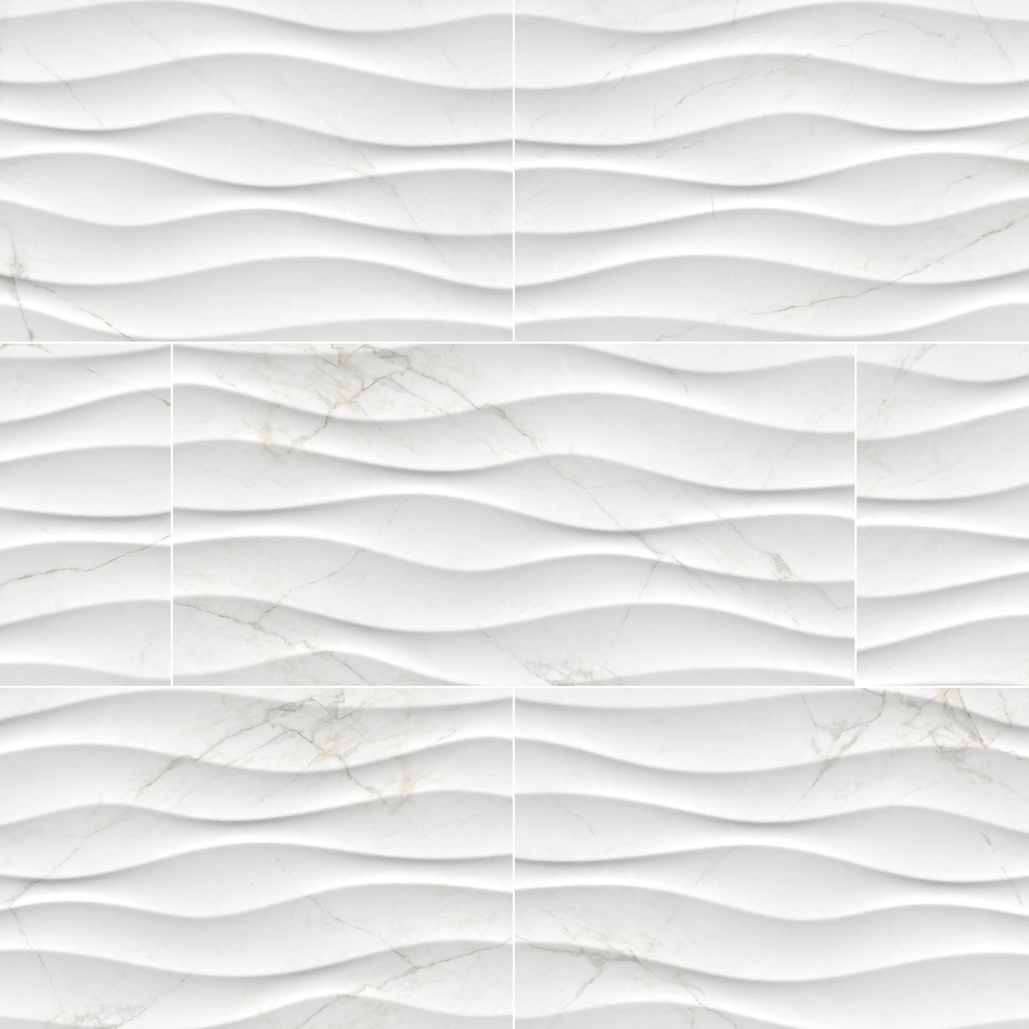 12x24 Dymo Medium Veining Patterned Marble-Look Glossy Wavy Ceramic Tile