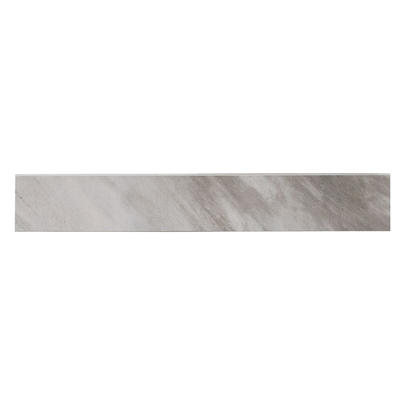 4x24 Eden Bullnose Stone-Look Polished Textured Porcelain Tile Taupe Grey