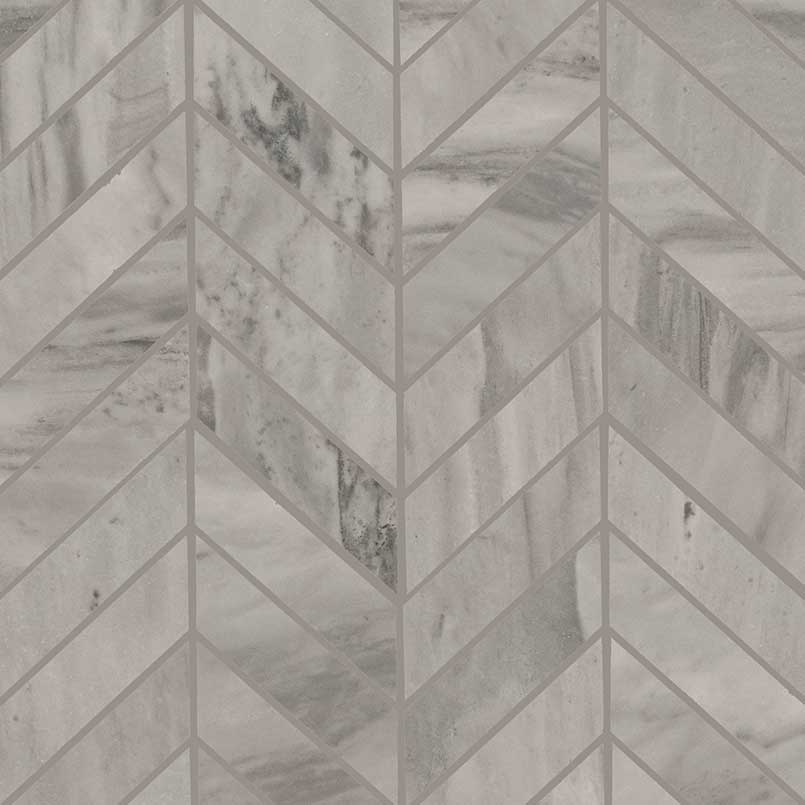 12x15 Eden Chevron Mosaic Stone-Look Matte Textured Porcelain Tile Taupe Grey