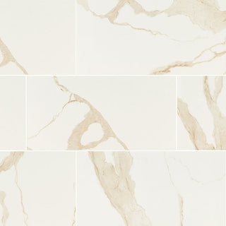 Cream Beige - 12x24 Eden Medium Veining Marble-Look Polished Smooth Porcelain Tile