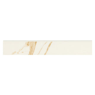 Cream Beige - 4x24 Eden Bullnose Medium Veining Liner Marble-Look Matte Smooth Porcelain Tile