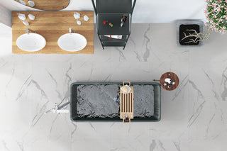 White Gray - 24x24 Eden Intense Veining Marble-Look Matte Smooth Porcelain Tile