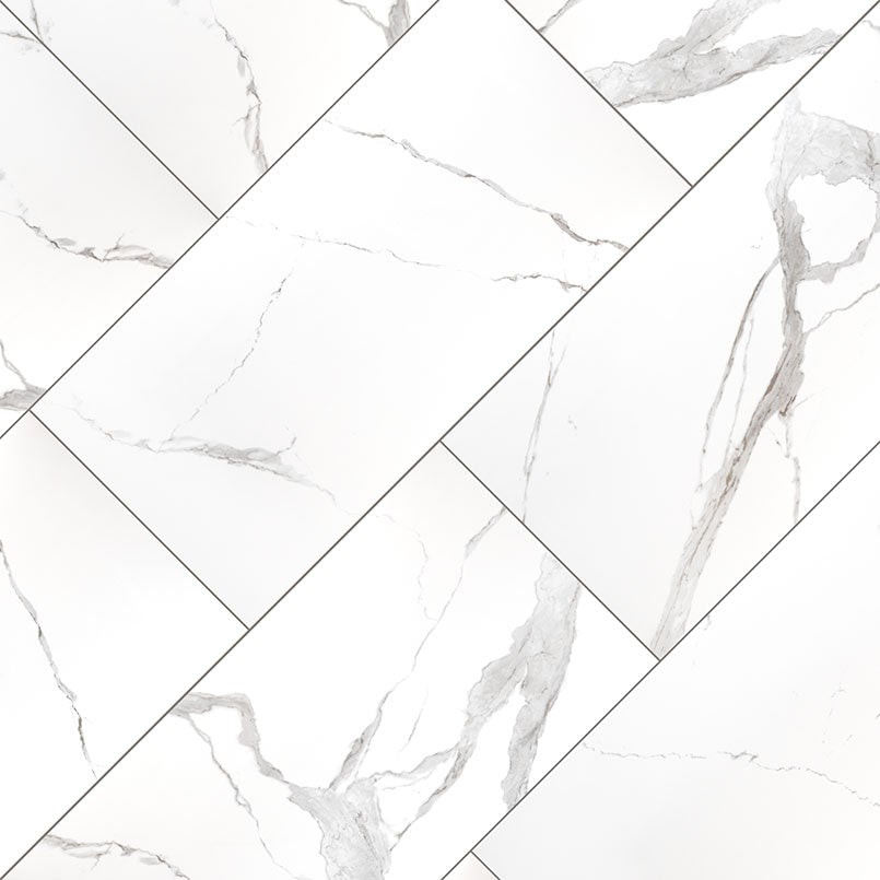 24x48 Eden Intense Veining Marble-Look Matte Smooth Porcelain Tile White Gray