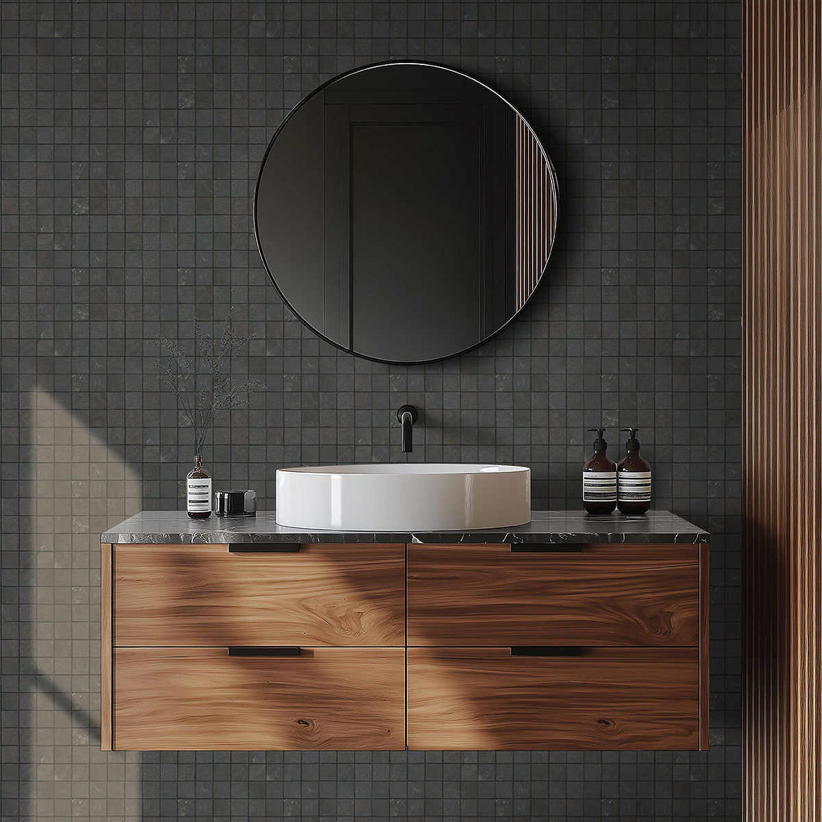 2x2 Elbe Mosaic Stone-Look Lapato Textured Ceramic Tile