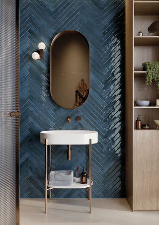 Navy Blue - 2x18 Flamenco Solid-Color Glossy Smooth Porcelain Tile