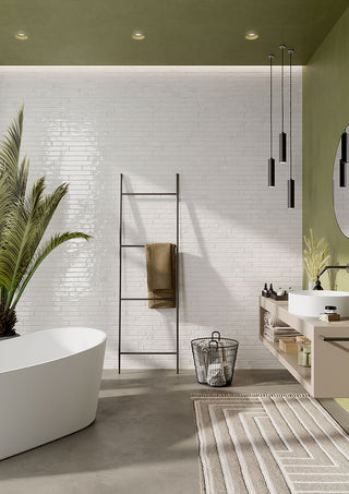 Gray White - 2x18 Flamenco Solid-Color Glossy Smooth Porcelain Tile