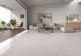 White Warm - 48x48 Girona Stone-Look Lapato Smooth Porcelain Tile