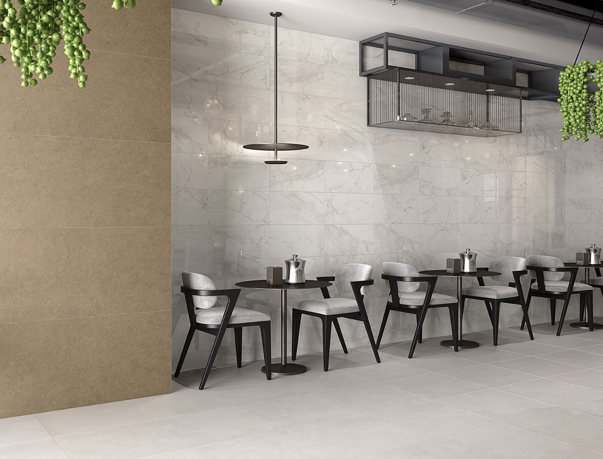 12x24 Kaya Intense Veining Marble-Look Polished Smooth Porcelain Tile