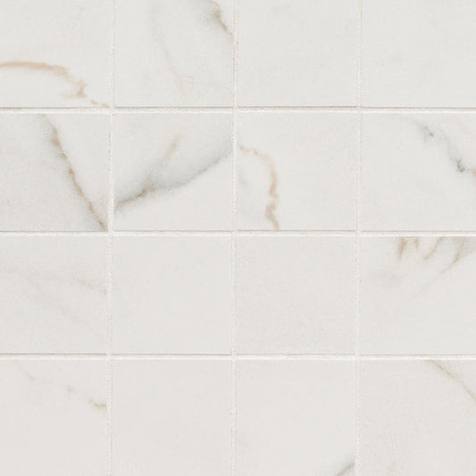 Soft White - 3x3 Kaya Mosaic Marble-Look Matte Smooth Porcelain Tile