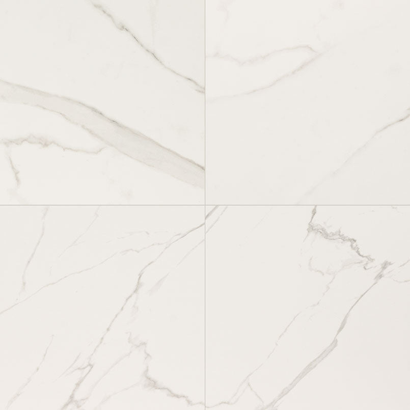 24x24 Kaya Marble-Look Polished Smooth Porcelain Tile White Taupe