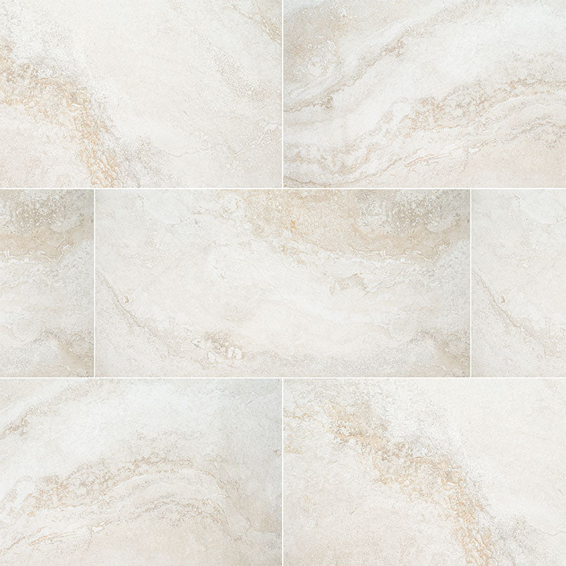18x36 Livingstyle Travertine-Look Matte Textured Porcelain Tile Cream Sand
