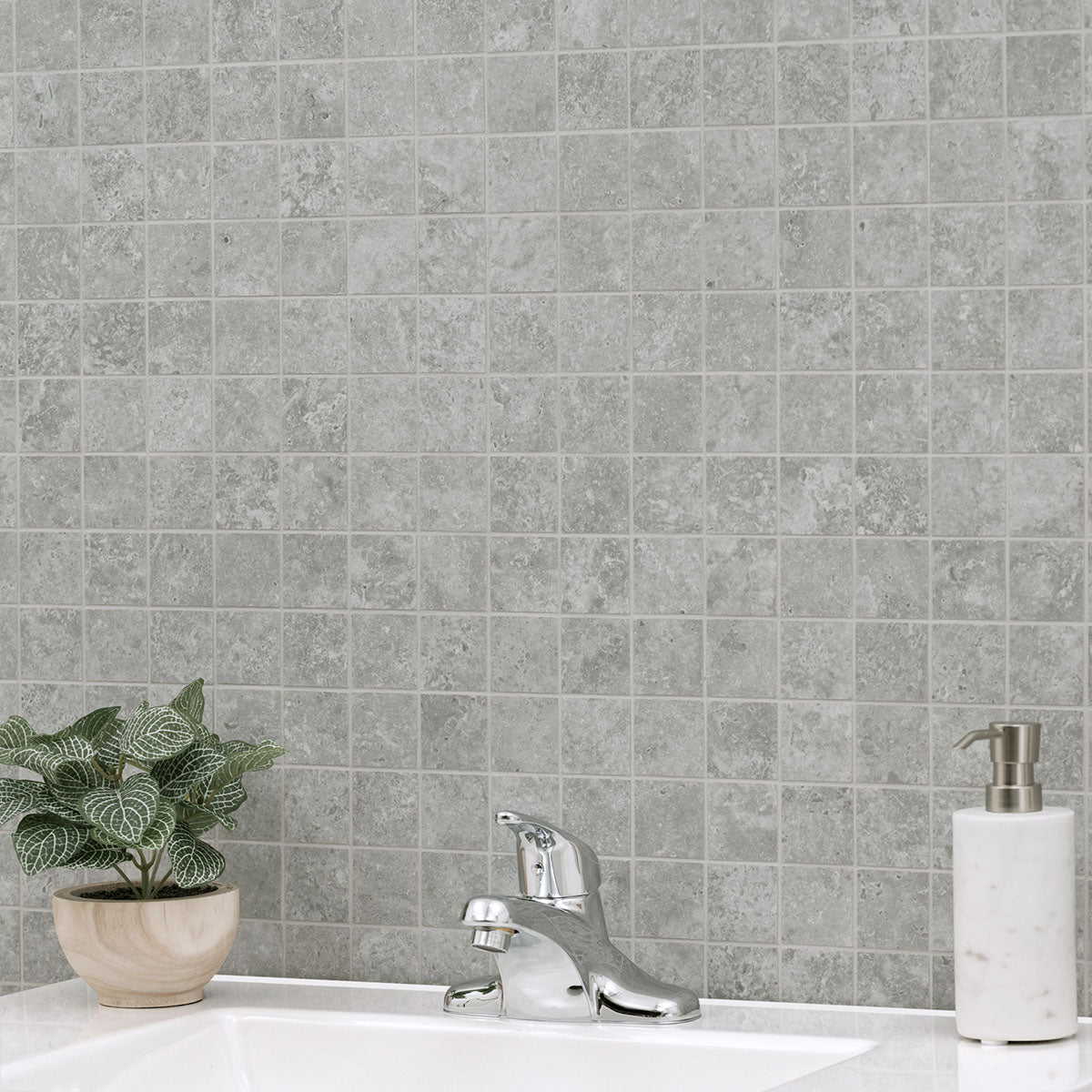 2x2 Legions Mosaic Stone-Look Matte Textured Porcelain Tile Charcoal Grey