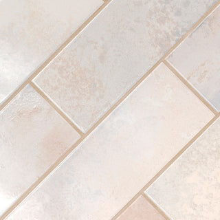 Pearl White - 4x12 Marza Rustic Mixed-Color Glossy Textured Ceramic Tile