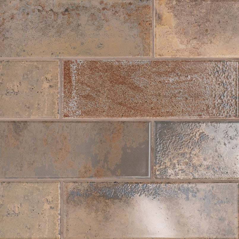 4x12 Marza Rustic Mixed-Color Glossy Textured Ceramic Tile