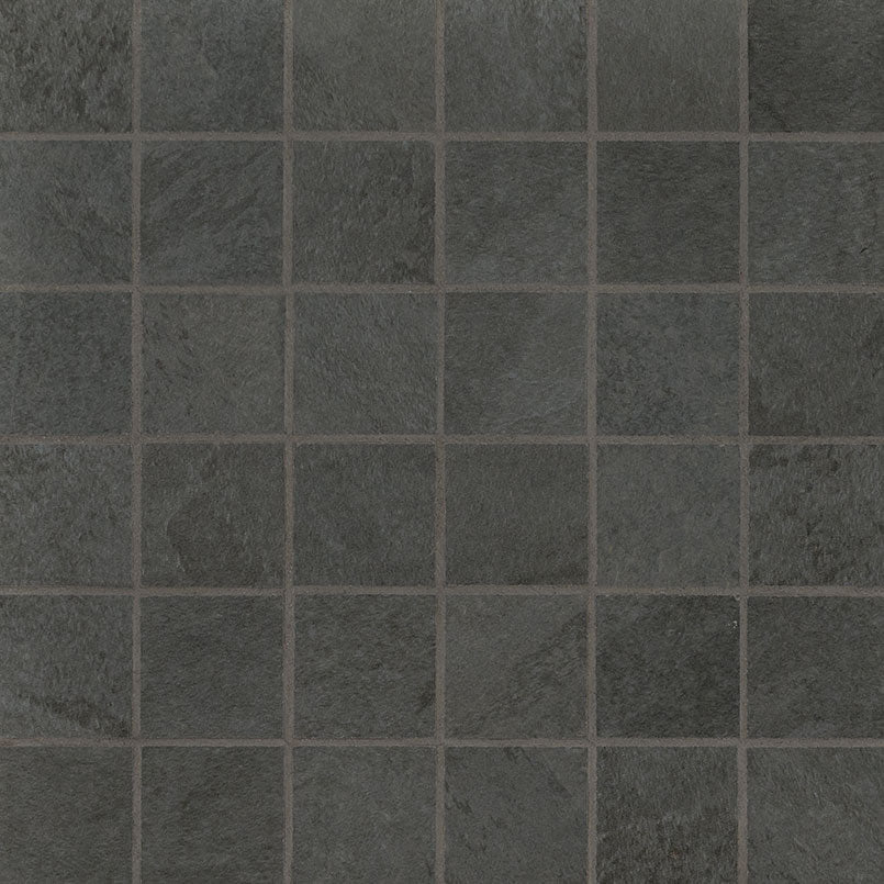2x2 Legions Mosaic Stone-Look Matte Textured Porcelain Tile Charcoal Black