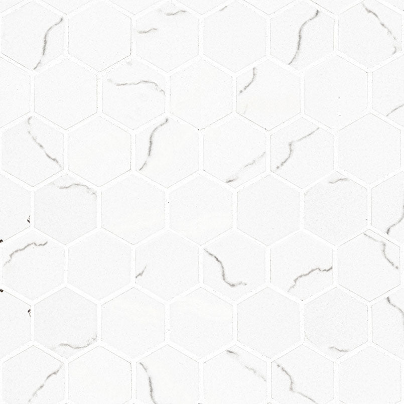 2x2 Miraggio Hexagon Mosaic Marble-Look Matte Smooth Porcelain Tile