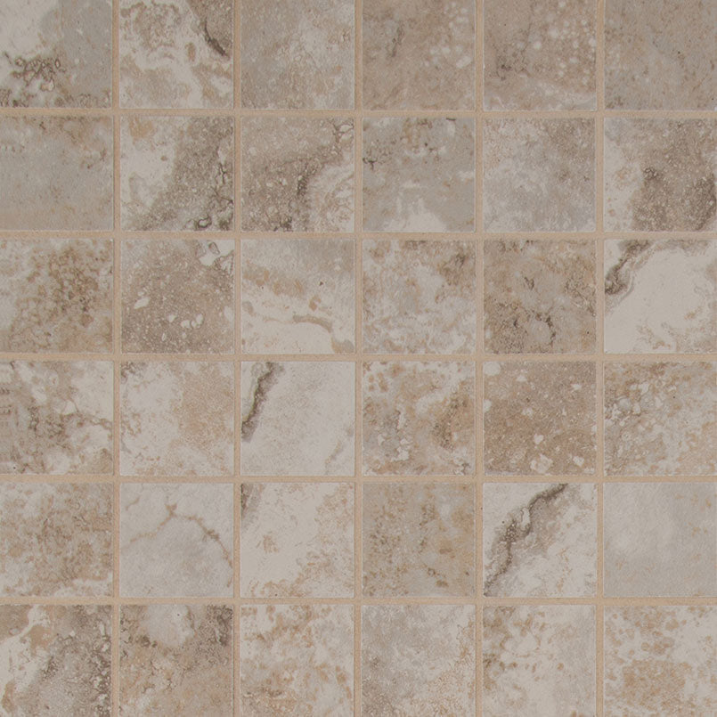 2x2 Napa Mosaic Travertine-Look Matte Textured Ceramic Tile