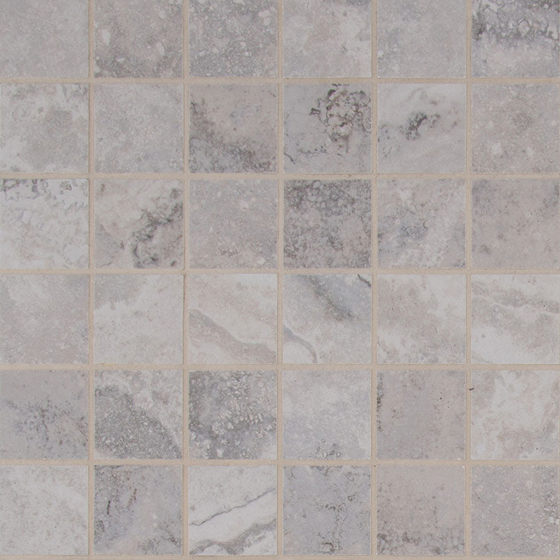 2x2 Napa Mosaic Stone-Look Matte Textured Ceramic Tile Soft Grey