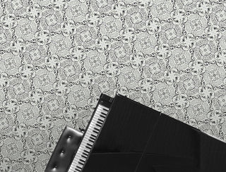 Black Ivory - 8x8 Kenzzi Pal Moroccan Encaustic-Look Matte Smooth Porcelain Tile