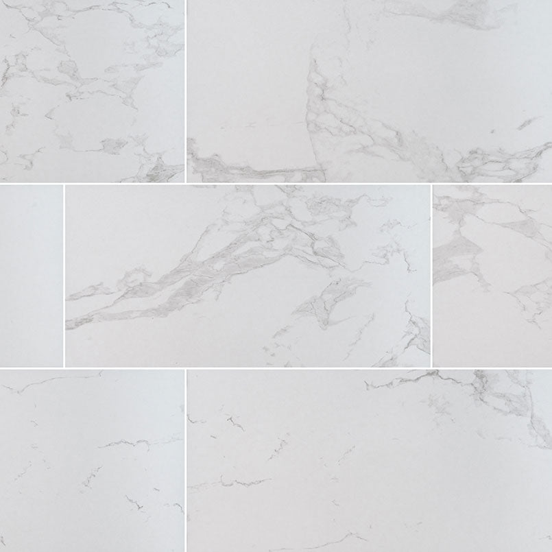 24x48 Praia Marble-Look Matte Smooth Porcelain Tile Soft Gray