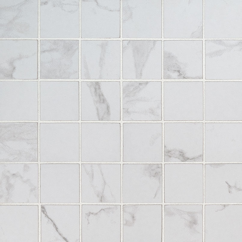 2x2 Praia Mosaic Marble-Look Matte Smooth Porcelain Tile Soft Gray