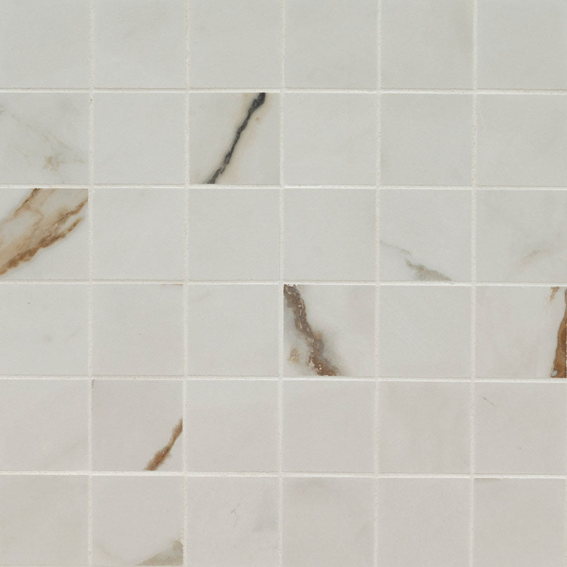 2x2 Regallo Orange Vein Mosaic Stone-Look Matte Smooth Porcelain Tile