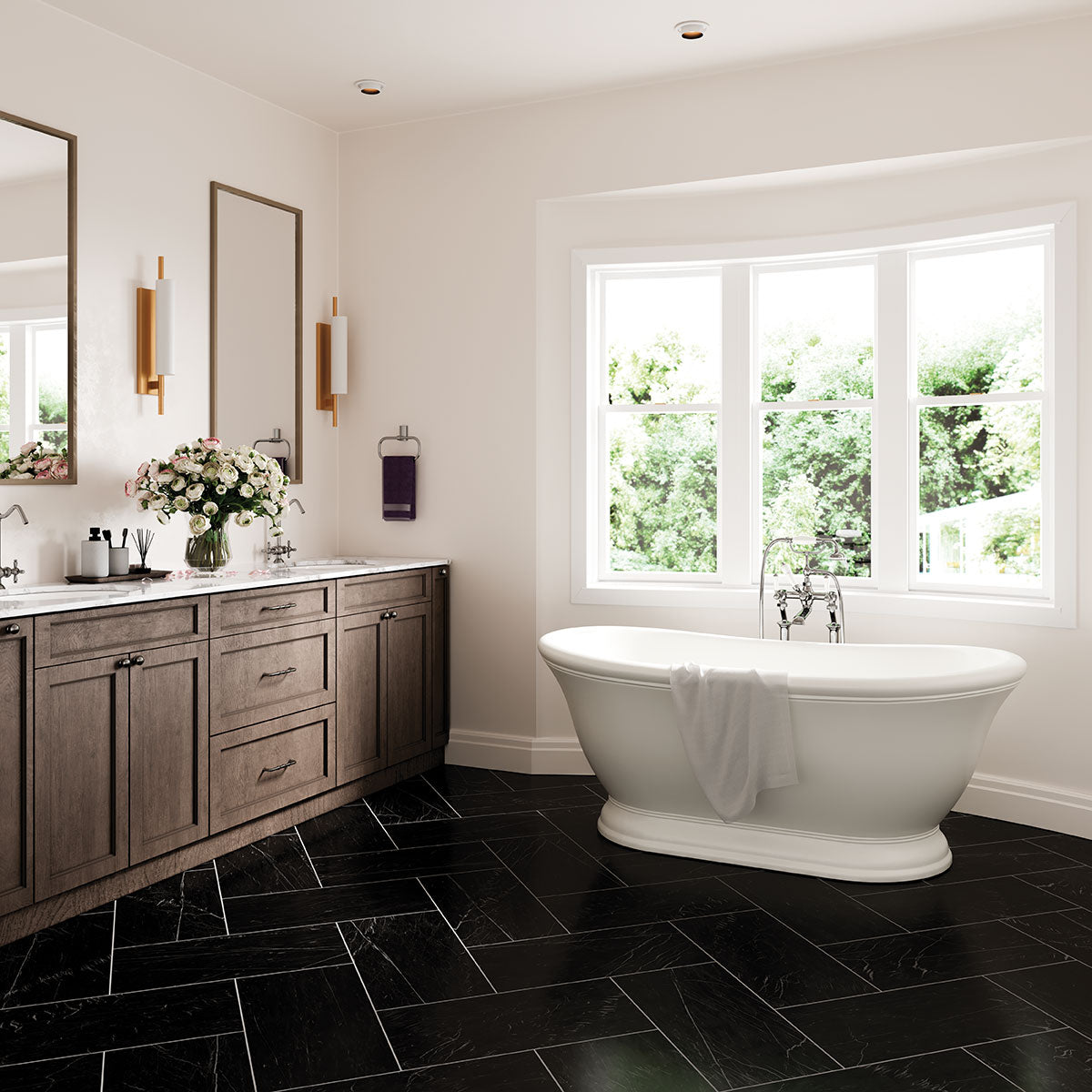 12x24 Regallo Midnight Marble-Look Matte Smooth Porcelain Tile Jet Black