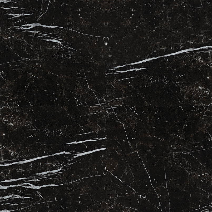 24x24 Regallo Marble-Look Polished Smooth Porcelain Tile Jet Black