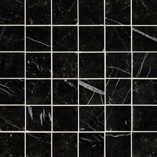 Jet Black - 2x2 Regallo Midnight Mosaic Marble-Look Matte Smooth Porcelain Tile