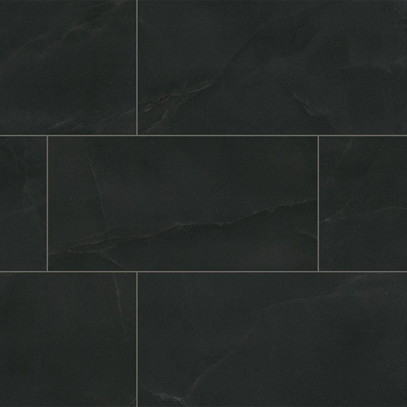 24x48 Regallo White Vein Marble-Look Matte Smooth Porcelain Tile Deep Black