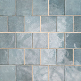 Light Blue - 5x5 Renzo Patterned Natural-Look Glossy Textured Ceramic Tile