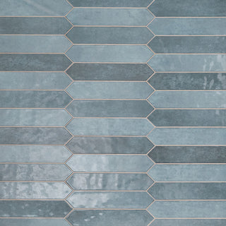 Light Blue - 2.5x13 Renzo Picket Patterned Natural-Look Glossy Textured Ceramic Tile